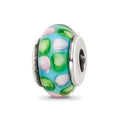 Sterling Silver Reflections Kids Blue Hand-blown Glass Bead, 11.82 x 6.36 mm