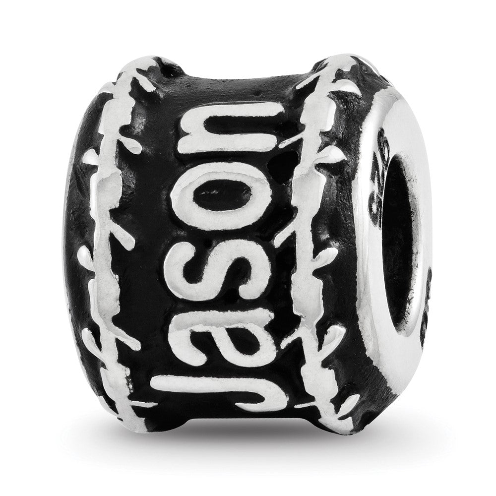 Sterling Silver Reflection Barbed Wire Boarder Personalized Bead, 10 x 8.18 mm
