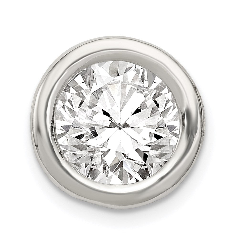 Sterling Silver Round CZ Chain Slide, 14 x 13 mm