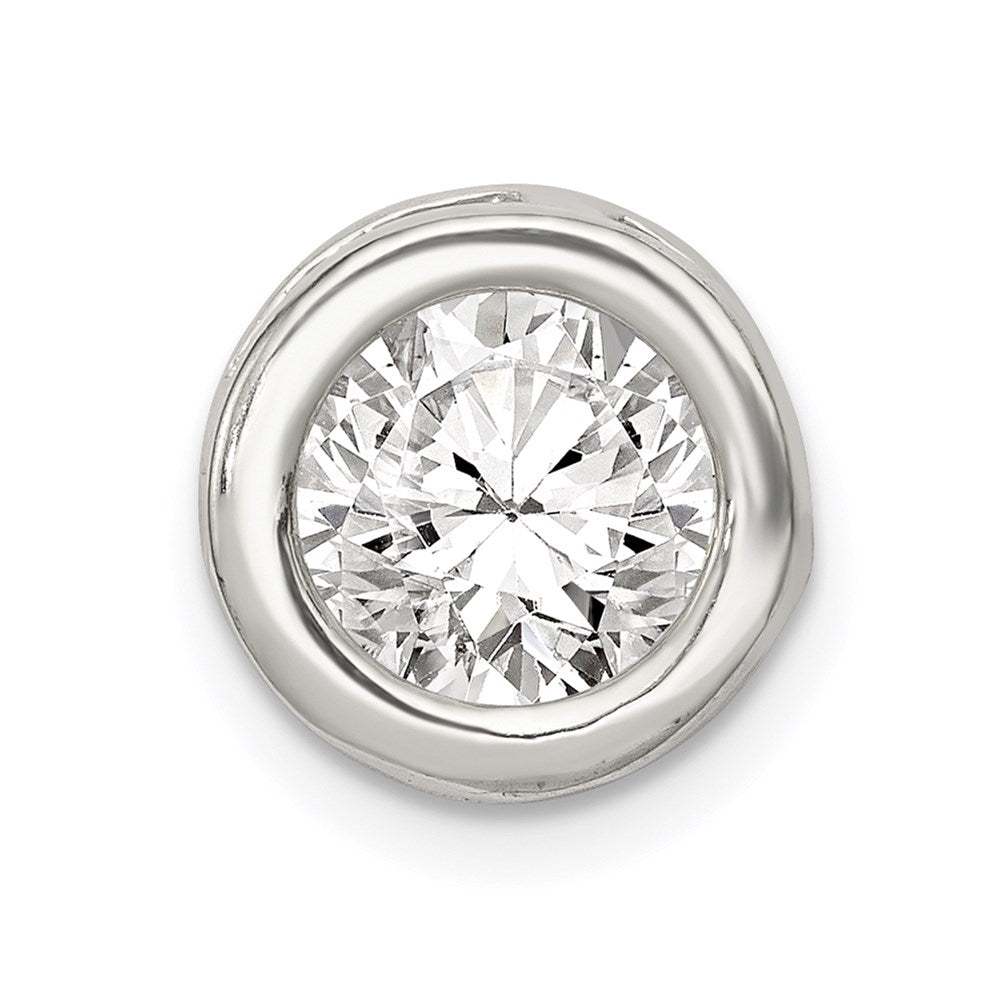 Sterling Silver Round CZ Chain Slide, 12 x 13 mm