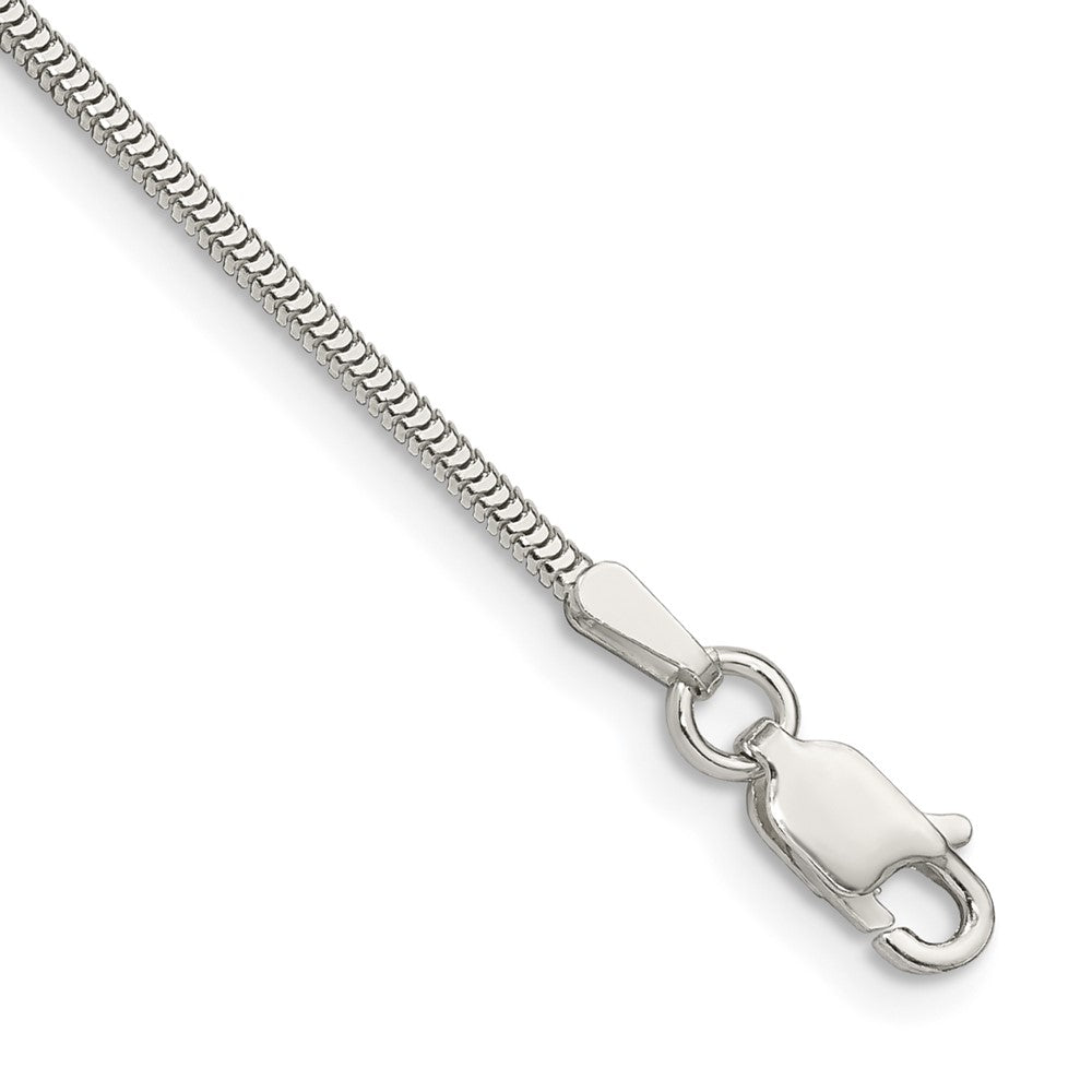 Sterling Silver 1.5mm Diamond-cut Flat Snake Chain, 8 x 1.5 mm