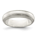 Sterling Silver 5mm Satin Half Round with Edge Lines Size 7 Band