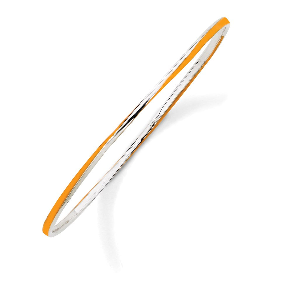 Sterling Silver Stackable Expressions Twisted Orange Enamel Bangle, 2.5 mm, 5.12 g