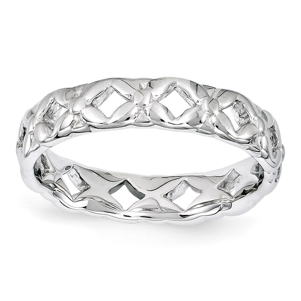 Sterling Silver Stackable Expressions Carved Ring, Size 5, 4.5 mm