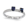 Sterling Silver Stackable Expressions Created Sapphire Two Stone Ring, 0.56 ct, Size 5, 2.5 mm