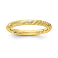 Sterling Silver Stackable Expressions Gold-plated Textured Ring, Size 5, 2.5 mm, 2.43 g