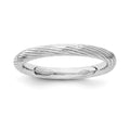Sterling Silver Stackable Expressions Rhodium Textured Ring, Size 5, 2.5 mm, 2.43 g