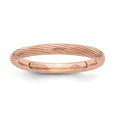 Sterling Silver Stackable Expressions Pink-plated Textured Ring, Size 5, 2.5 mm, 2.43 g