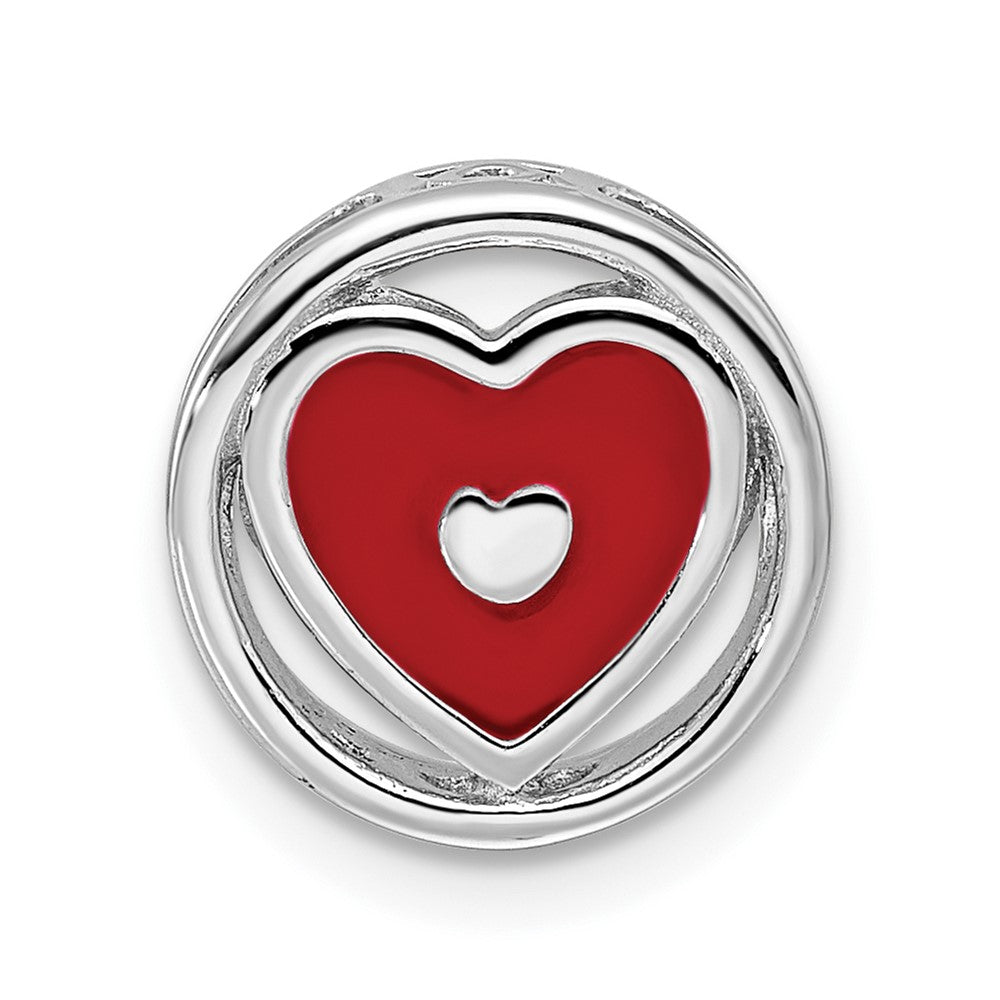 Sterling Silver Stackable Expressions Small Red Enameled Heart Chain Slide