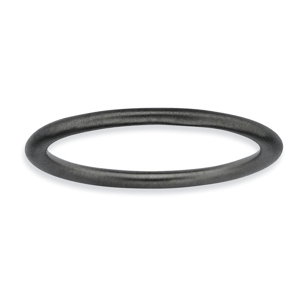 Sterling Silver Stackable Expressions Black-plated Satin Ring, Size 6, 1.5 mm