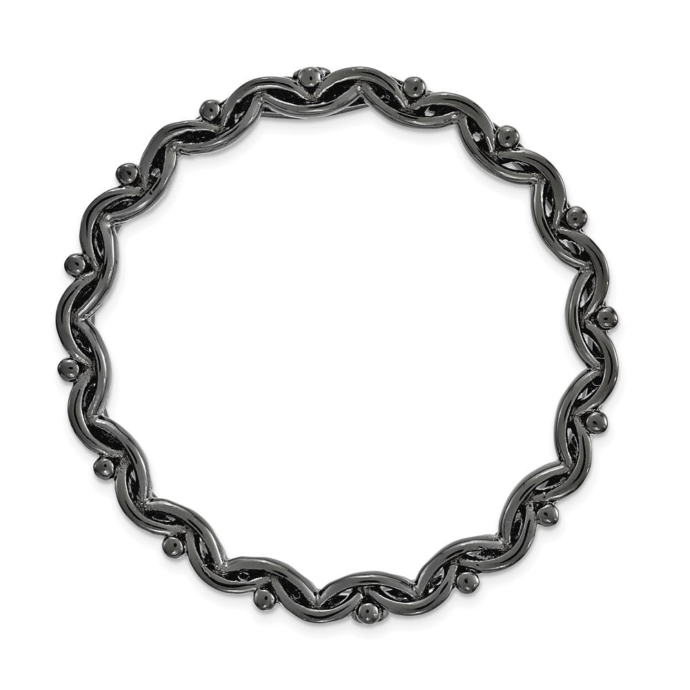 Sterling Silver Stackable Expressions Blk-plated Large Polished Chain Slide, 2.6 g