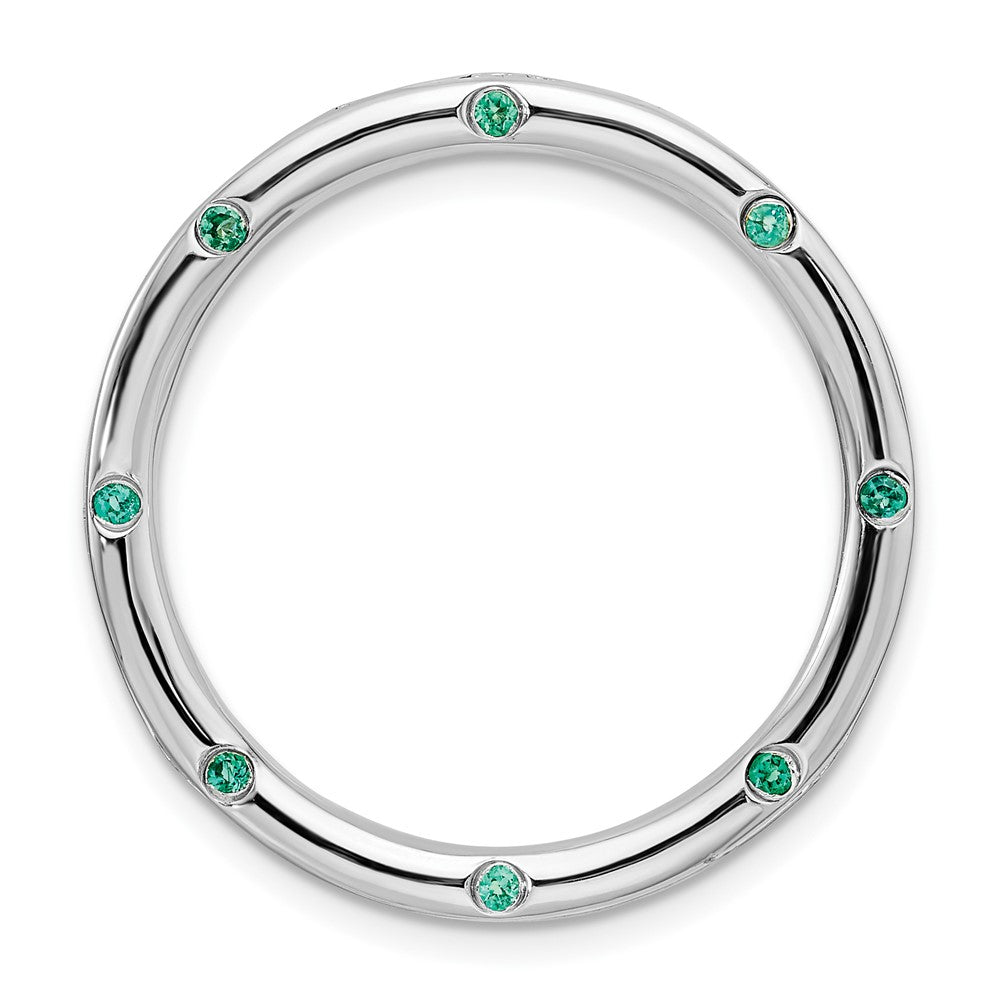 Sterling Silver Stackable Expressions Large Created Emerald Chain Slide, 0.1 ct