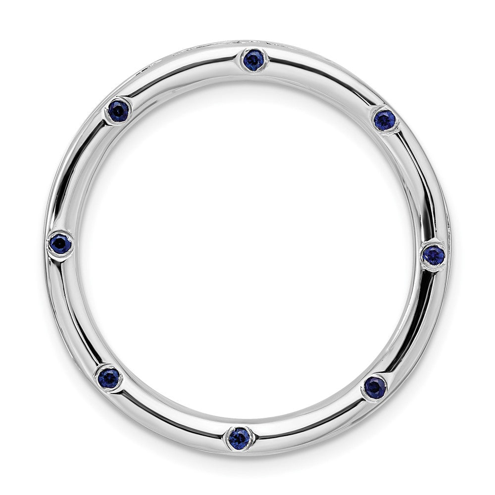 Sterling Silver Stackable Expressions Large Created Sapphire Chain Slide, 0.17 ct