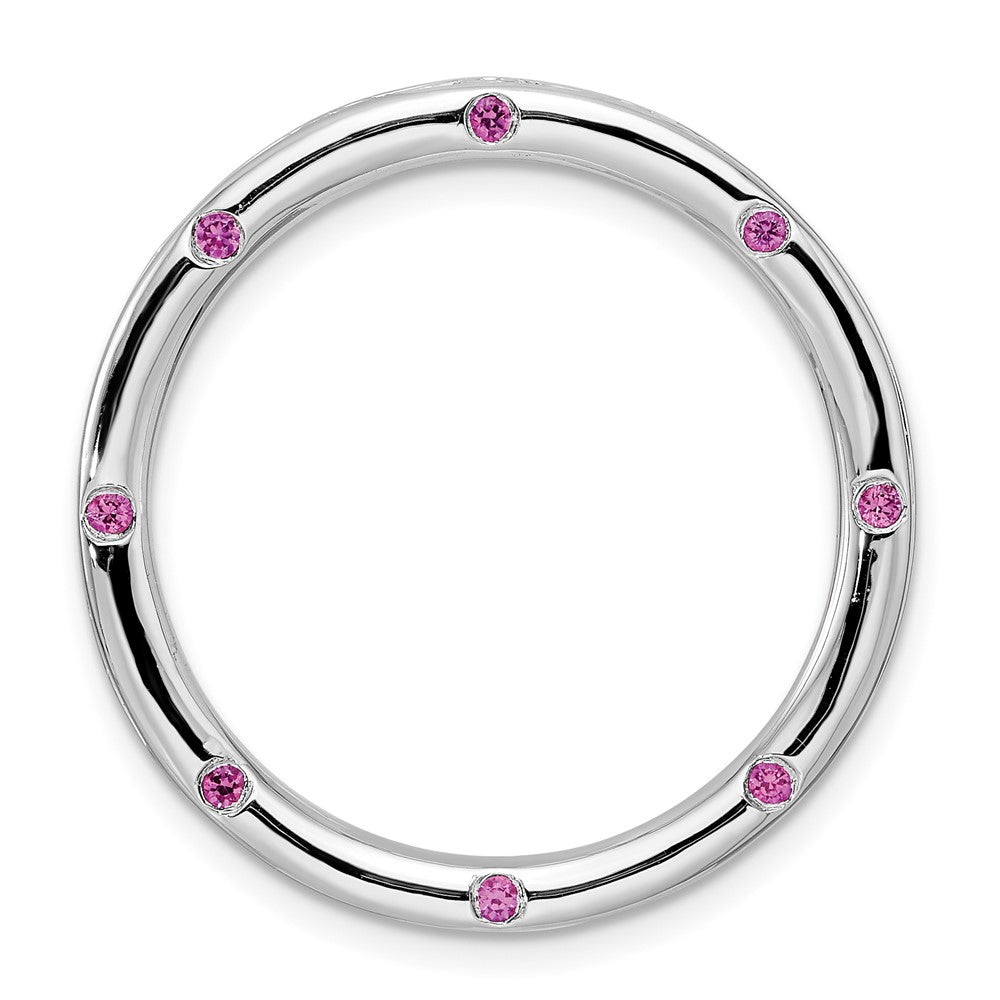 Sterling Silver Stack Exp Large Created Pink Sapphire Chain Slide, 0.16 ct