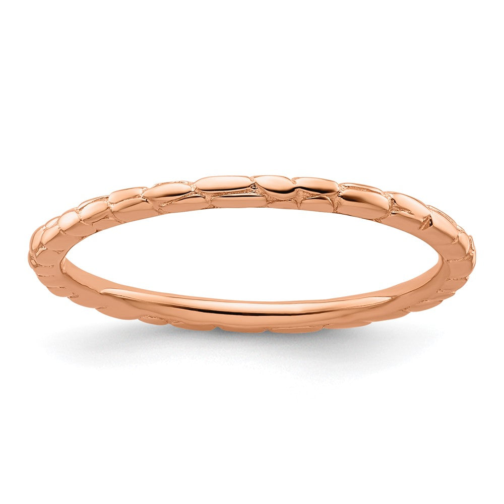 Sterling Silver Stackable Expressions Pink-plated Twisted Ring, Size 5, 1.75 mm