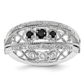 Sterling Silver Stack Exp Black Sapphire & Created White Sapphire Flip Ring, 0.52 ct, Size 7