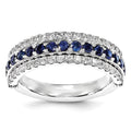 SS Created Emerald Created White Sapphire & Created Sapphire Flip Ring, 1.93 ct, Size 8