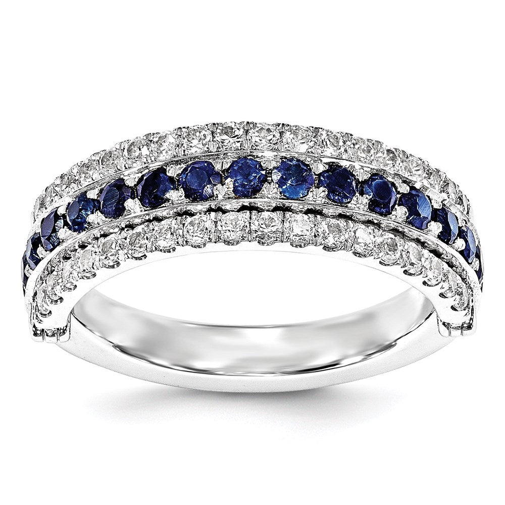 SS Created Emerald Created White Sapphire & Created Sapphire Flip Ring, 1.93 ct, Size 8