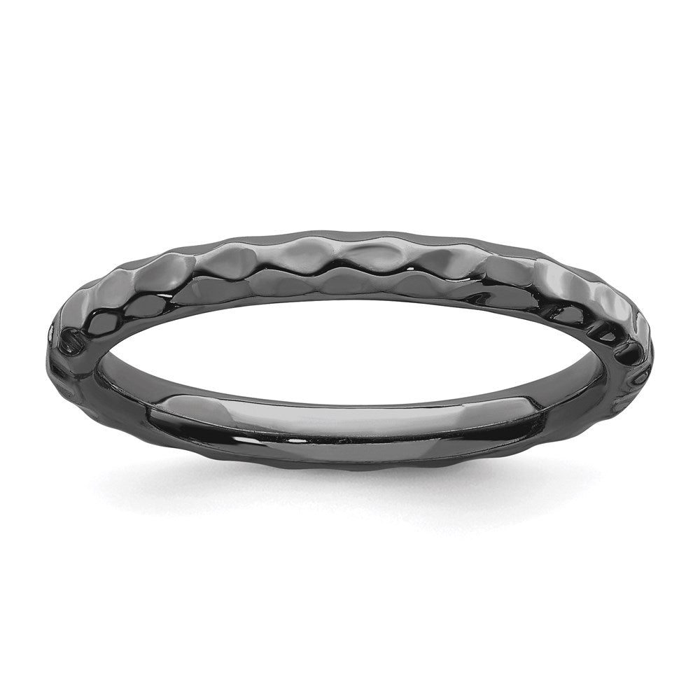 Sterling Silver Stackable Expressions Black-plated Rice Ring, Size 5, 2.25 mm, 2.21 g