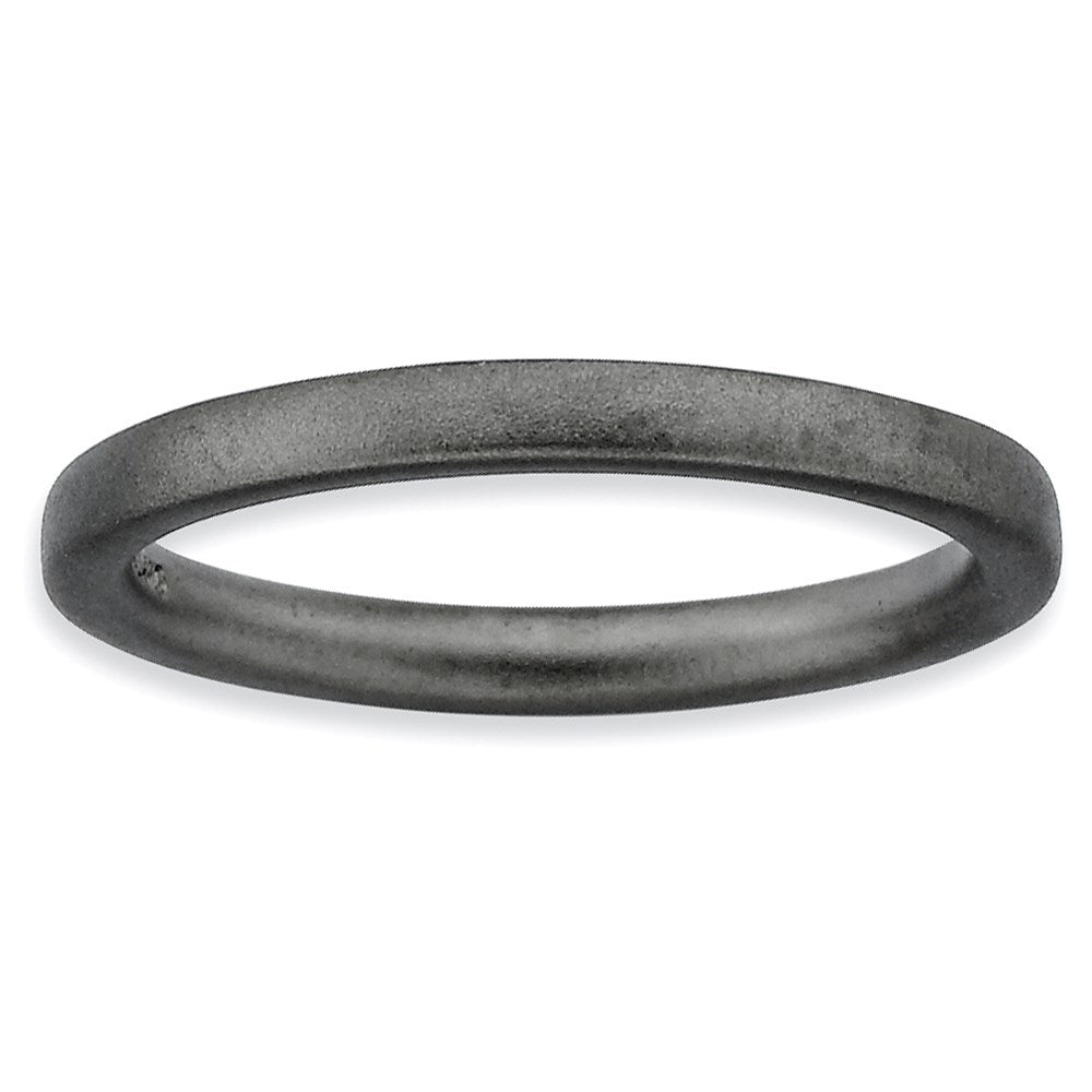 Sterling Silver Stackable Expressions Black-plated Satin Ring, Size 5, 2.25 mm