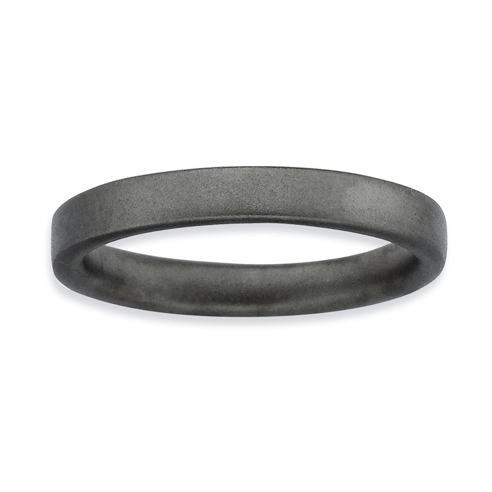 Sterling Silver Stackable Expressions Black-plated Satin Ring, Size 10, 3.25 mm