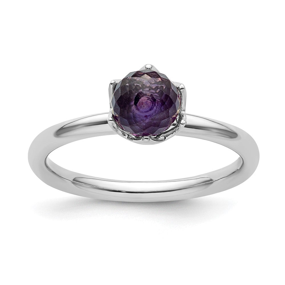 Sterling Silver Stackable Expressions Amethyst Briolette Ring, 1 ct, Size 7, 2.25 mm