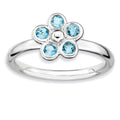 Sterling Silver Stackable Expressions Blue Topaz Flower Ring, 0.39 ct, Size 7, 2.25 mm