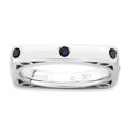 Sterling Silver Stackable Expressions Polished Created Sapphire Square Ring, 0.35 ct, Size 9, 3.25 mm