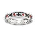 Sterling Silver Stackable Expressions Polished Black/Red Enameled Ring, Size 7, 4.5 mm