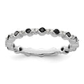 Sterling Silver Stackable Expressions Polished Black/White Dia Ring, 0.375 ct, Size 7, 2.25 mm