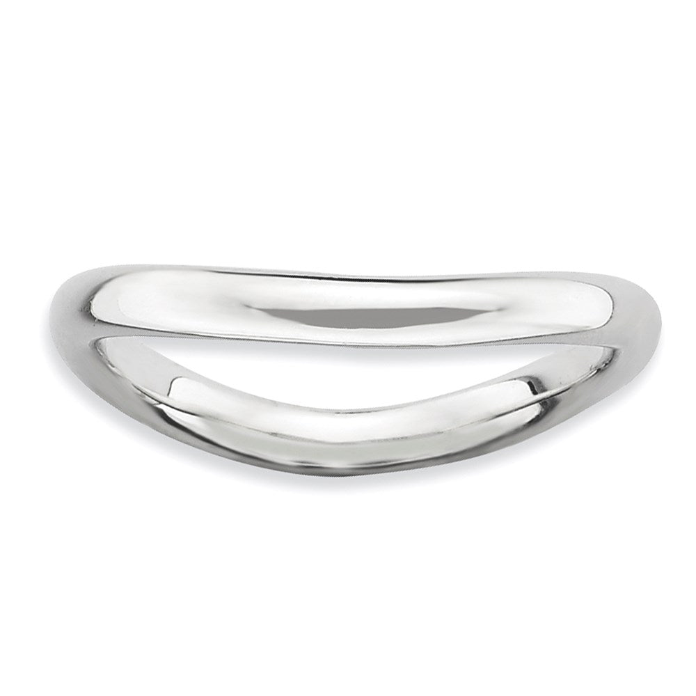 Sterling Silver Stackable Expressions Polished Rhodium-plate Wave Ring, Size 7, 2.25 mm, 2.25 g - ID5S9QSK710-78L7