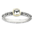 Sterling Silver & 14k Stackable Expressions Checker-cut White Topaz Ring, Size 9, 2.5 mm