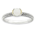 Sterling Silver & 14k Stackable Expressions White Agate Antiqued Ring, Size 7, 2.5 mm