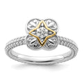 Sterling Silver & 14k Stackable Expressions Diamond Ring, 0.035 ct, Size 5, 2.25 mm