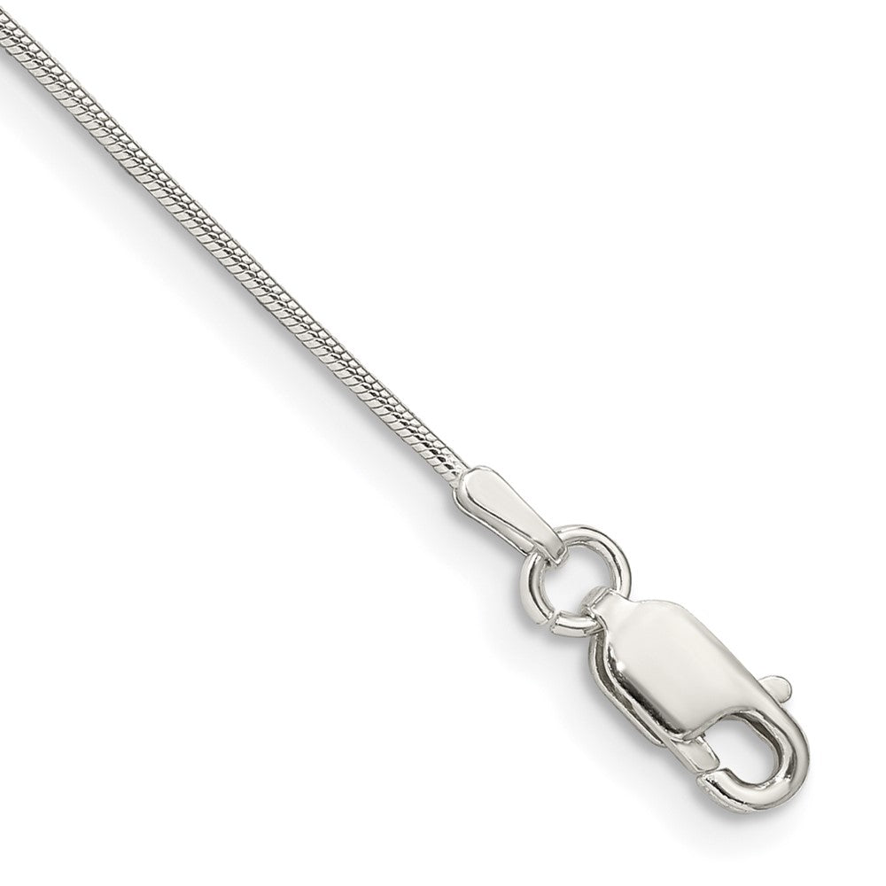 Sterling Silver .8mm Snake Chain Anklet, 9 x 0.8 mm