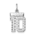 Sterling Silver Rhodium-plated Diamond-cut #10 Charm, 20 x 14 mm