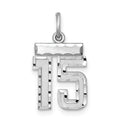 Sterling Silver Rhodium-plated Diamond-cut #15 Charm, 20 x 14 mm