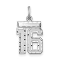 Sterling Silver Rhodium-plated Diamond-cut #16 Charm, 20 x 14 mm