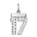 Sterling Silver Rhodium-plated Diamond-cut #17 Charm, 20 x 14 mm
