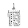 Sterling Silver Rhodium-plated Diamond-cut #19 Charm, 20 x 14 mm