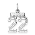Sterling Silver Rhodium-plated Diamond-cut #22 Charm, 20 x 14 mm