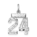 Sterling Silver Rhodium-plated Diamond-cut #24 Charm, 20 x 14 mm