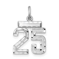 Sterling Silver Rhodium-plated Diamond-cut #25 Charm, 20 x 14 mm