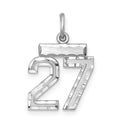 Sterling Silver Rhodium-plated Diamond-cut #27 Charm, 20 x 14 mm