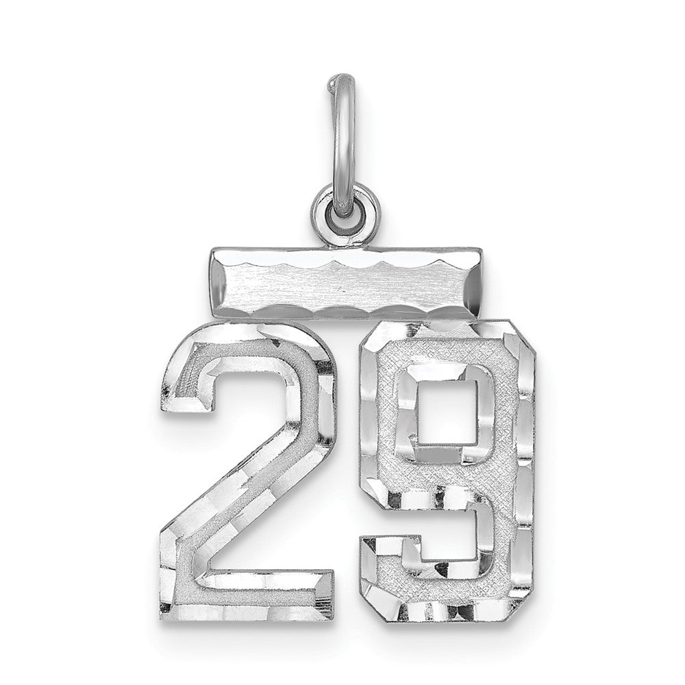 Sterling Silver Rhodium-plated Diamond-cut #29 Charm, 20 x 14 mm