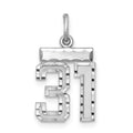 Sterling Silver Rhodium-plated Diamond-cut #31 Charm, 20 x 14 mm