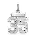 Sterling Silver Rhodium-plated Diamond-cut #35 Charm, 20 x 14 mm