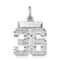 Sterling Silver Rhodium-plated Diamond-cut #36 Charm, 20 x 14 mm