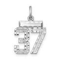Sterling Silver Rhodium-plated Diamond-cut #37 Charm, 20 x 14 mm