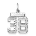 Sterling Silver Rhodium-plated Diamond-cut #38 Charm, 20 x 14 mm